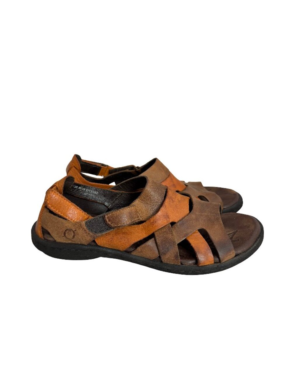 Born Orange Brown Fisherman Sandals Woven Caged Toe Strappy Hook Size 7 Women's